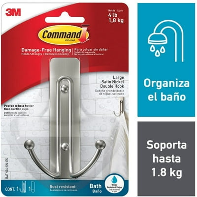 Gancho Para Baño Grande Doble Color Níquel Satinado  Command