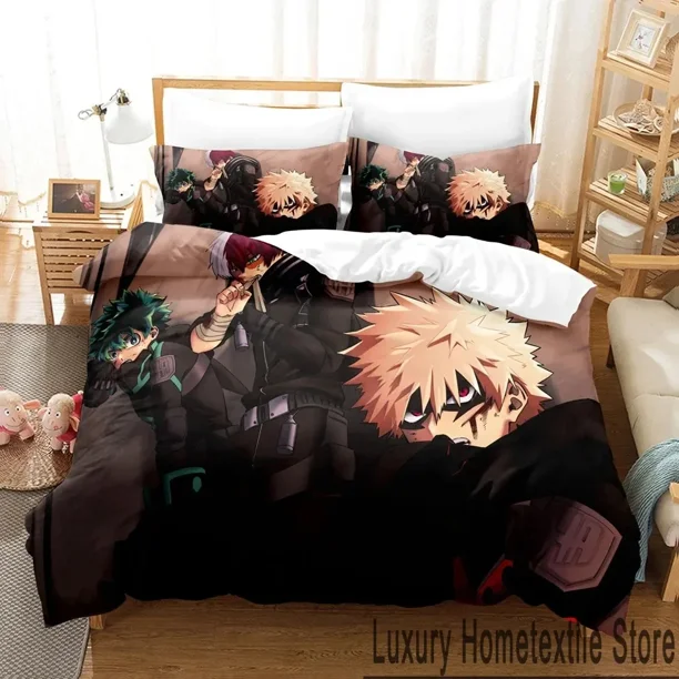 My Hero Academia Bedding Set Boys Girls Size Duvet Cover Pillowcase Bed boys Adult Home Textileextile Bed Sheets