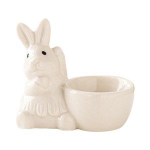 Bothyi - Huevera De Cerámica Con Soporte Para Huevos De Conejito Para Huevos Pasados Por Agua, Desayuno Y Cena, Color Blanco