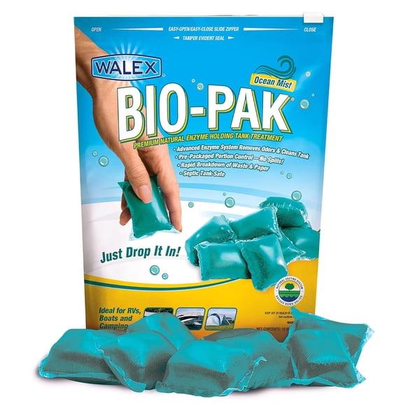 Desodorizante y digestor de residuos Walex Bio-Pak, tanque de retención, paquete de 10