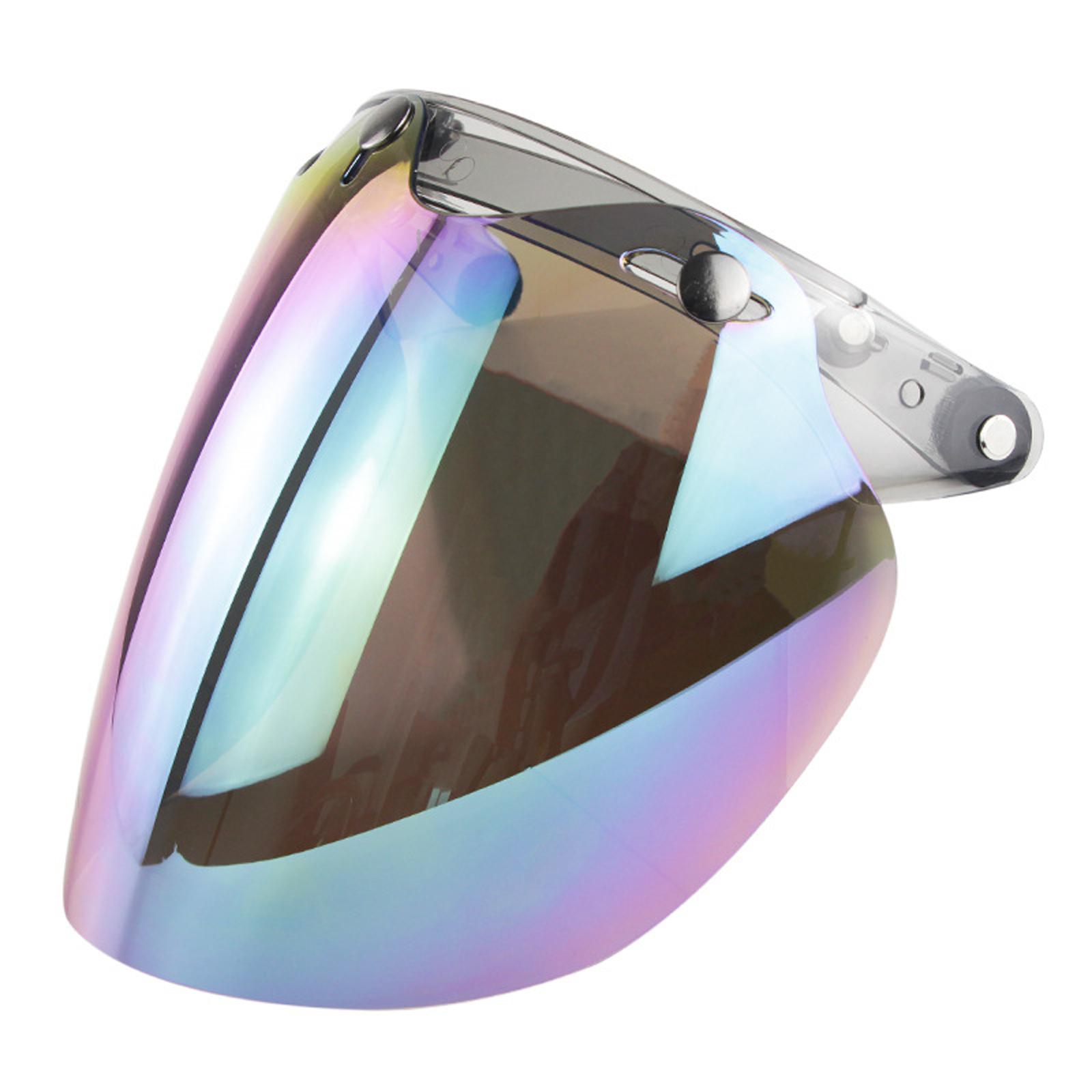 Magideal - Escudo De Visera A Prueba De Viento 3 Snap Para Cascos De Motocicleta De Cara Abierta Visera De Casco Escudo De Cara Retro Escudo De Viento Len Vistoso