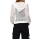 thumbnail image 3 of INSPIRE CHIC Chaqueta con puños acanalados para mujer, sudadera con capucha, chaqueta bomber de malla, talla L, color blanco, 3 of 6
