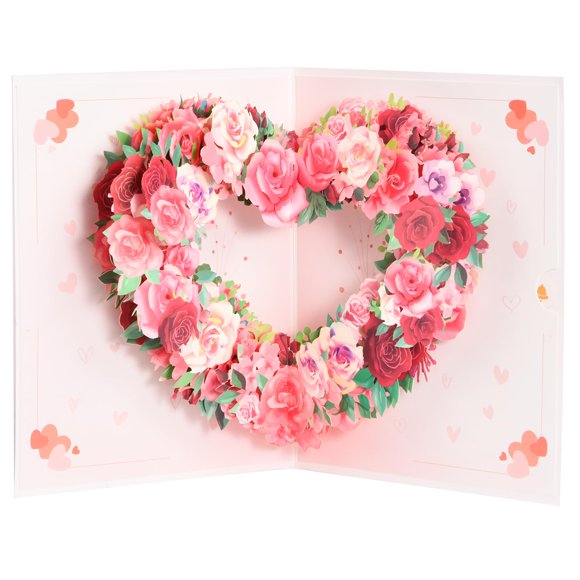 Tarjeta de Felicitación FIAMR 3D Pop Up Guirnalda de Flores en Forma de Corazón