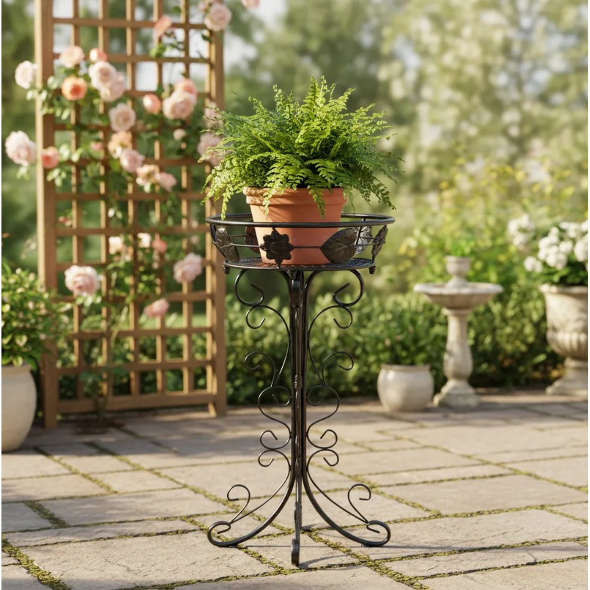 Genérico - Pedestal Maceta Metalico Negro (metal Alta Calidad) 75x28x28 Cm