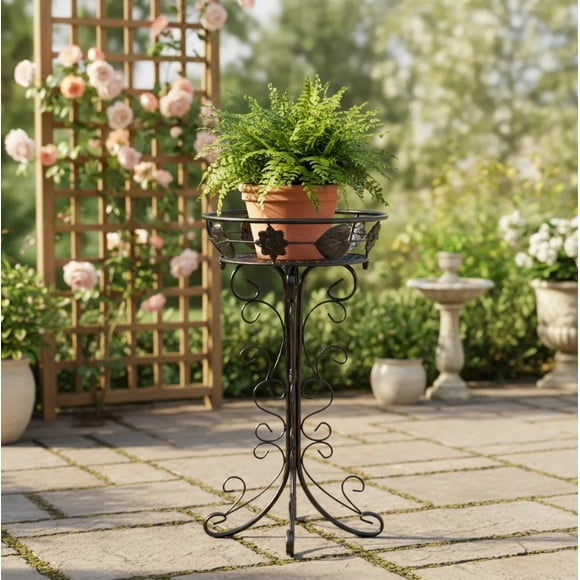 Pedestal Maceta Metalico Negro (metal Alta Calidad) 75x28x28 cm
