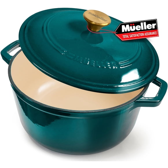 Horno holandés Mueller DuraCast 6L de hierro fundido esmaltado con tapa verde