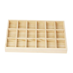 Ioensy - Caja De Bandeja De Joyería, Bandeja De Almacenamiento De Joyería De Madera Para Escaparate De Tienda Casera, 18 Rejillas