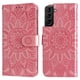thumbnail image 1 of Funda tipo cartera FOXDOCK para Samsung Galaxy S21 Plus , diseño girasol en relieve, cuero PU, cierre magnético, soporte y tarjetero, 1 of 5