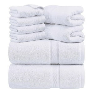 Aura Zeus - Set De 8 Toallas De Baño Algodon 500Gr Cuerpo Mano Grande Az Blanco Blanco
