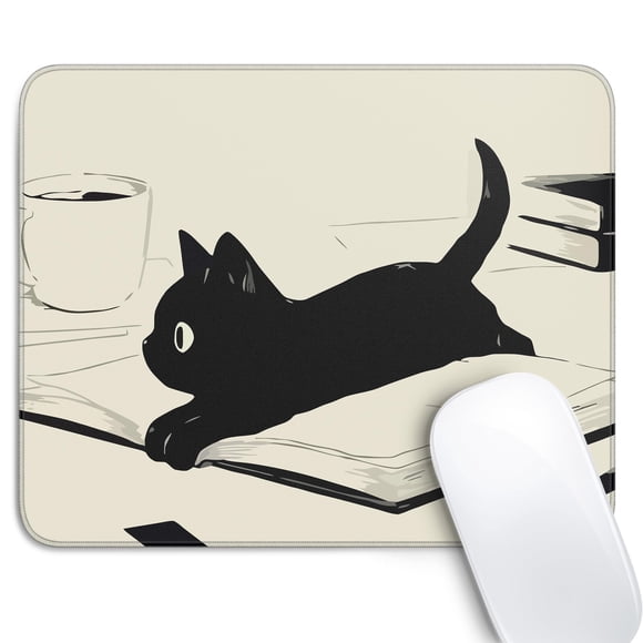 Alfombrilla de ratón XSXXSC 26x21 cm Gato negro Kawaii Anime