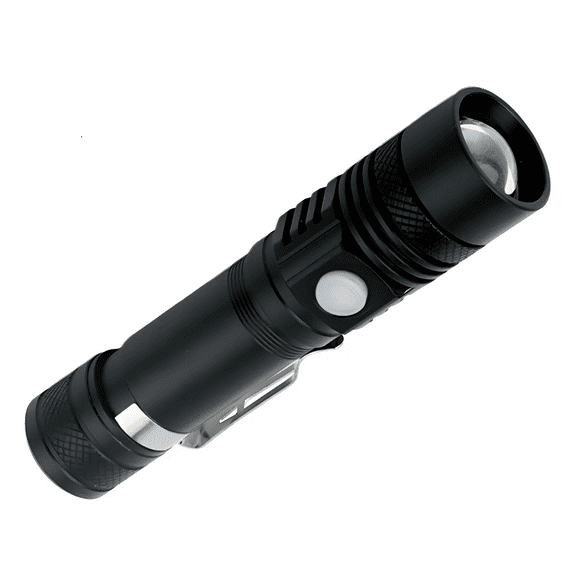 Linterna Recargable Led 3000 Lumens Con Zoom Resiste Lluvia Fría Negro