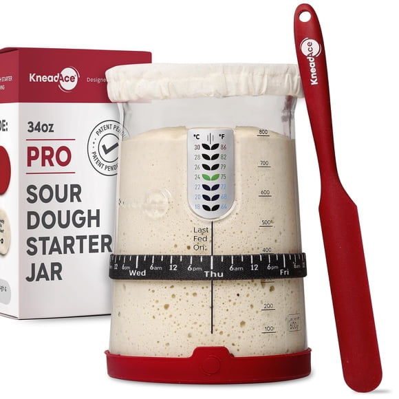 Kit de inicio de masa madre KNEADACE Pro de 1 litro con tapa y rastreador