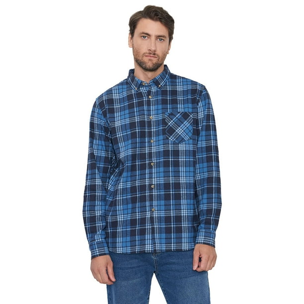 Camisa Hombre Franela Azul Corona
