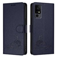 Funda Tipo Cartera Foxdock Para Tcl 40R Con Soporte, Ranuras, Rfid, Diseño De Gato