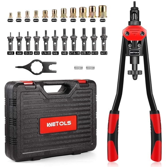 Herramienta para remachar WETOLS WE-889 con 11 mandriles M3-M12 con 10 remaches