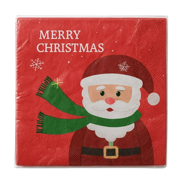 Set de 40 Servilletas Navideñas Con Diseños Variados Decorativos blanco PASCUERO