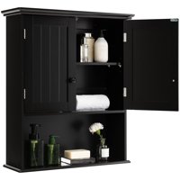 Mueble De Baño Montado En La Pared Costway Puertas Dobles Negro