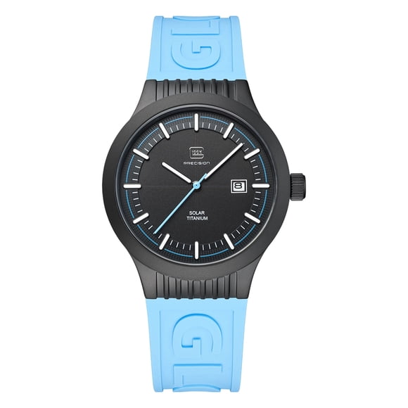 Reloj Glock Precision para hombre con carcasa de titanio negra y correa azul