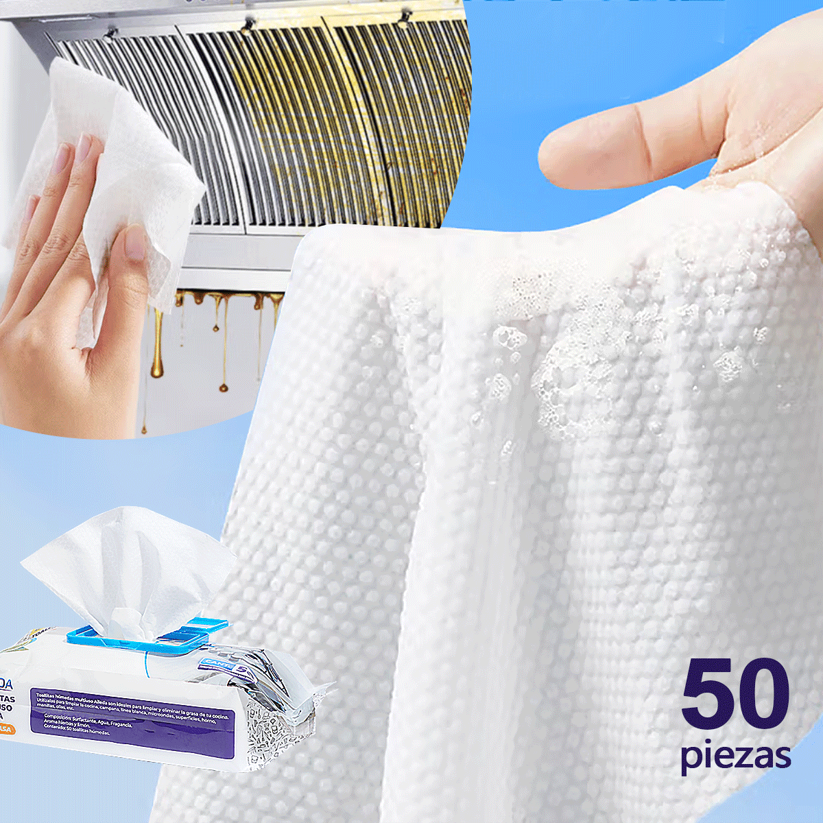 Paño De Limpieza Aileda Antigrasa Paño Blanco 50 U Para Cocina Limón