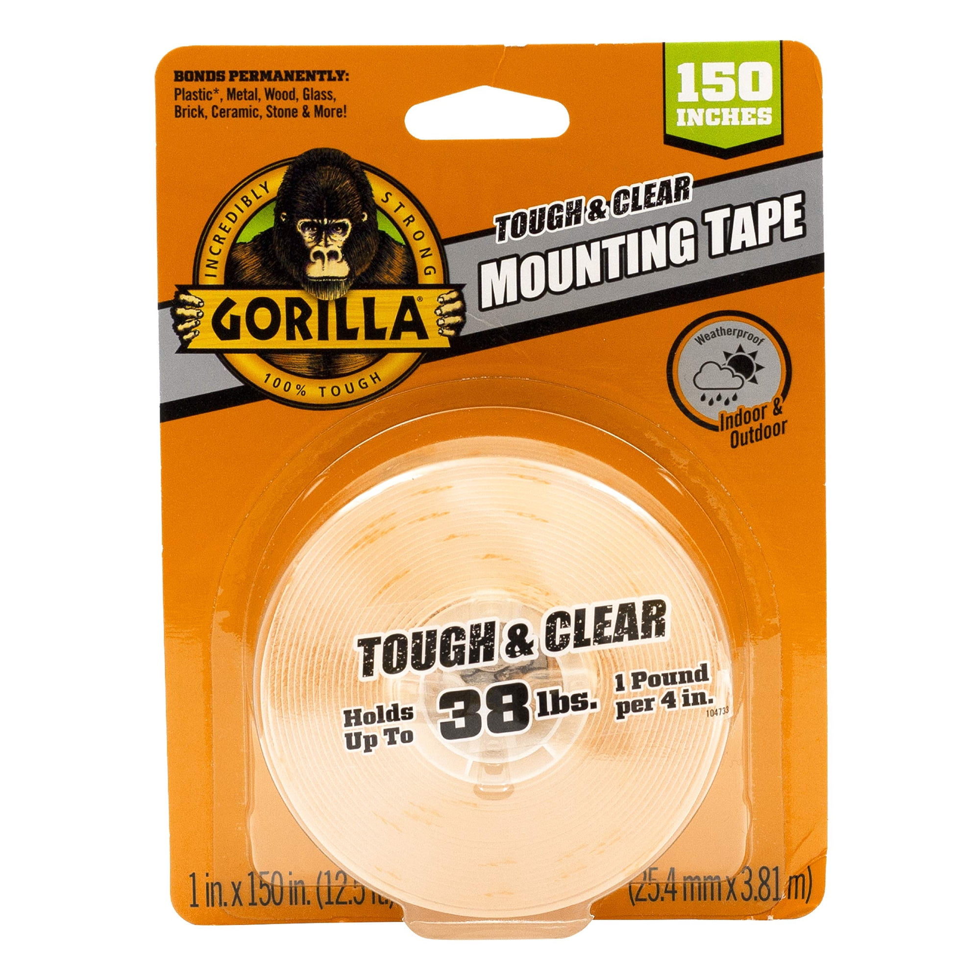 Cinta De Montaje Gorilla Tough & Clear De Doble Cara, 1 Cm X 150 Cm