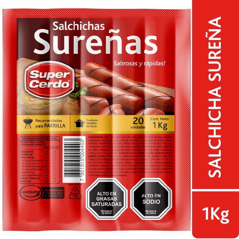 Salchicha Sureña 20 Un 1 kg Super Cerdo