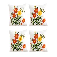 Genérico - Pack De 4 Fundas De Cojin Bordadas 45X45Cm Blanco 15