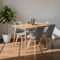 Pandalino - Comedor Mesa Rectangular Alamo 130X80 + 4 Sillas Tulip Gris