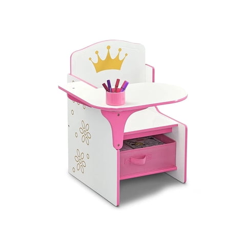 Silla De Escritorio Delta Children Princess Crown Rosa Y Blanca 52 X 58 X 59 Cm