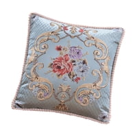 Magideal - Funda De Almohada Europea, Funda De Cojín, Funda De Almohada Con Bordado Floral De 18 X 18 Pulgadas, Funda De Cojín Para Sofá De Decoración Del Hogar Azul
