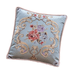 Magideal - Funda De Almohada Europea, Funda De Cojín, Funda De Almohada Con Bordado Floral De 18 X 18 Pulgadas, Funda De Cojín Para Sofá De Decoración Del Hogar Azul