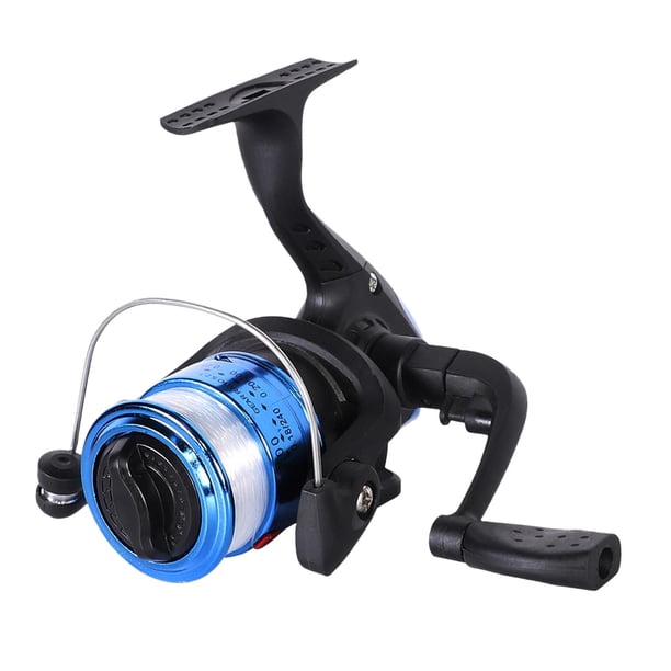 Carretes de pesca con línea, reparación de carrete de mano izquierda derecha, portátil, 22 lb, 5,2: 1 para agua dulce, agua salada, pesca de verano, o Azul