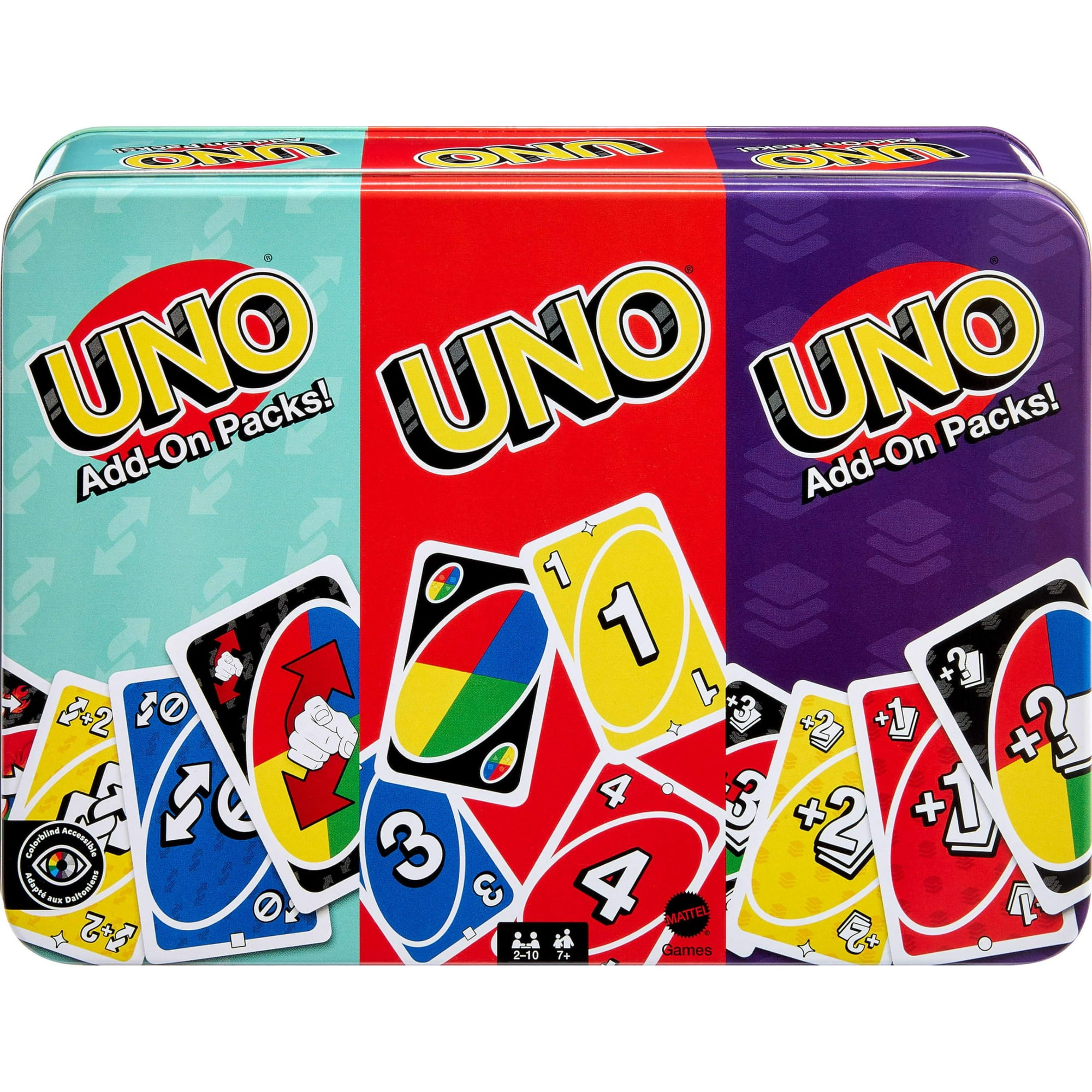Juego De Cartas Mattel Games Uno Core Y Paquetes Complementarios Uno Tin