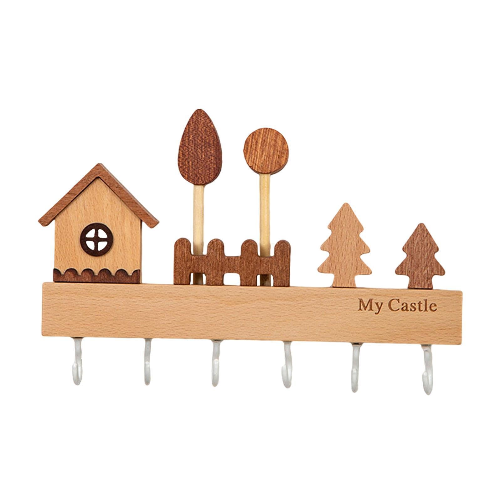 Bothyi - Soporte De Llave De Madera Rustice Rustic 6 Ganchos De Ganchos Para El Pasillo De Entrada De Interior Beige