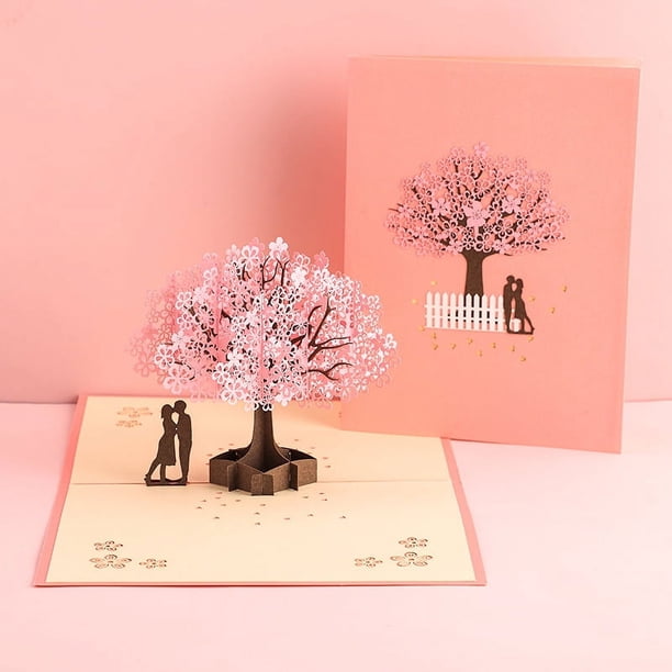 Surprise Your Loved One with a Romantic Cherry Blossom Pop Up Card - Perfect for Anniversaries, Weddings, Valentine's Day, Birthdays and More!