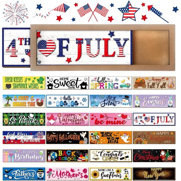 Set de 25 Carteles Decorativos Intercambiables Barydat de Madera