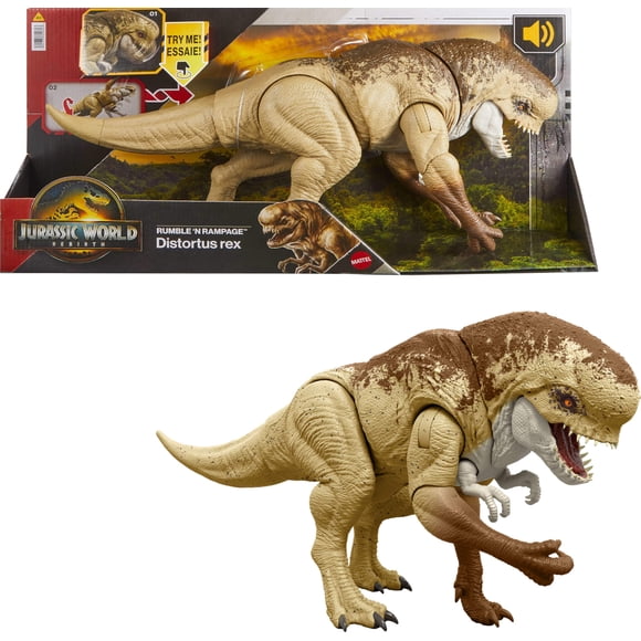 Figura de acción de dinosaurio Mattel Distortus Rex 56 cm con 2 ataques