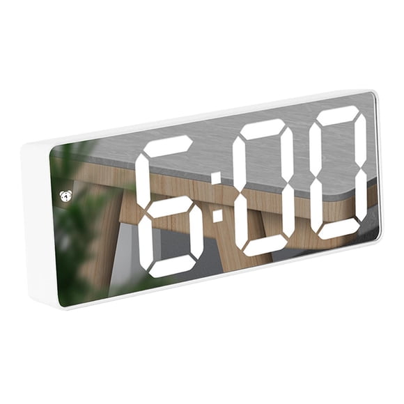 Despertador Snooze Pantalla Grande Electrónico Escritorio Blanco Espejo Blanco