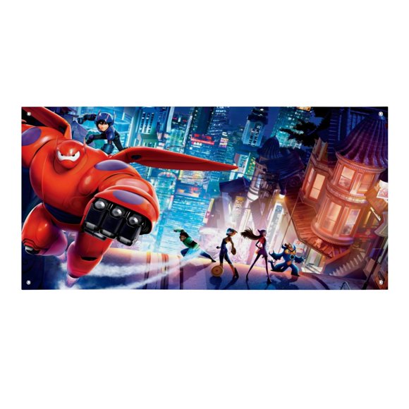Baymax: Grandes Héroes Fondo Temático Pancarta Suministros de Decoración para Fiesta de Cumpleaños, Decoración de Fondo de Fiesta Personalizado,150x90cm