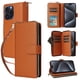 thumbnail image 1 of Funda Cartera con Cremallera y Correa para iPhone 15 Pro Soporte y Tarjetero Marrón, 1 of 6