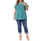 thumbnail image 2 of Agnes Orinda Blusas de Mujer Tallas Grandes Chiffon Swiss Dots Mangas Cortas Encaje Crochet Blusa Plisada 4X Azul Lago, 2 of 6