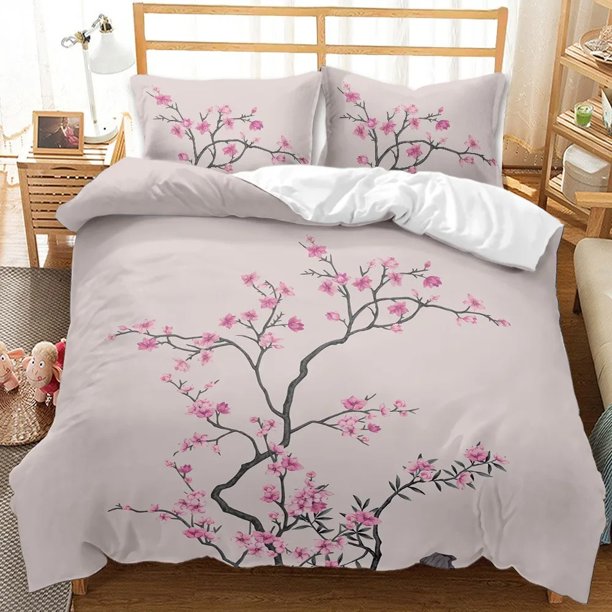 Spring Flowers Tulip Bedding Set Morning Glory Pink Rose Bed Linen Double Women Girls Duvet Cover Gift