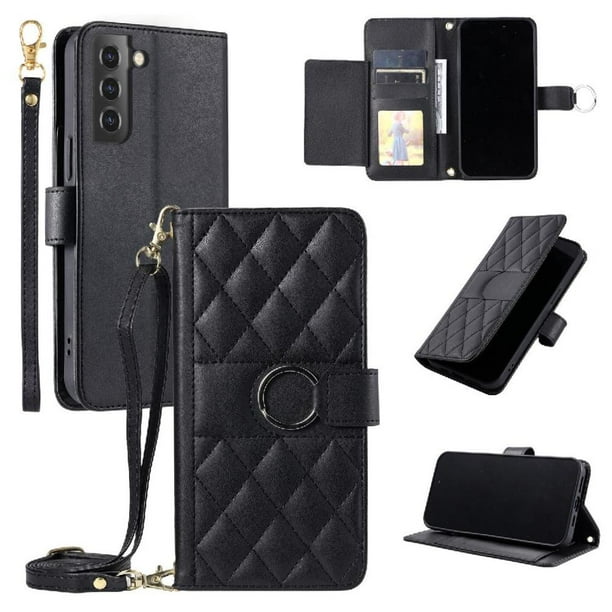Funda tipo billetera FOXDOCK para Samsung Galaxy S21 – Tapa abatible con correa para mujer