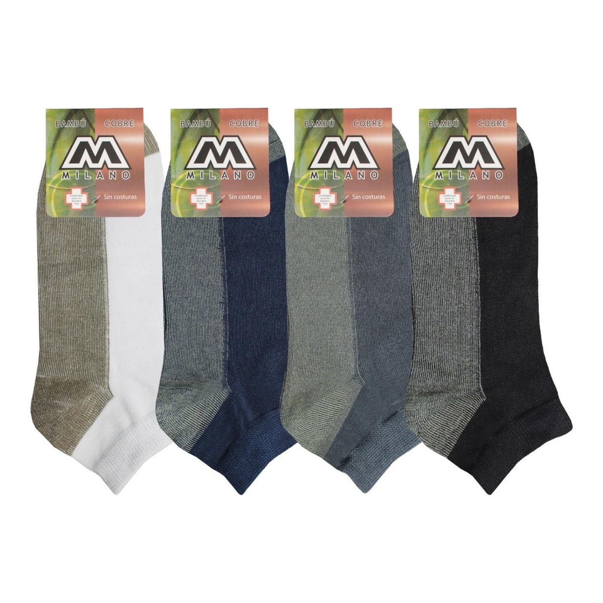 M Milano - Calcetines Cortos Tobillera Cobre Bambú 6 Pares Negro 40-45