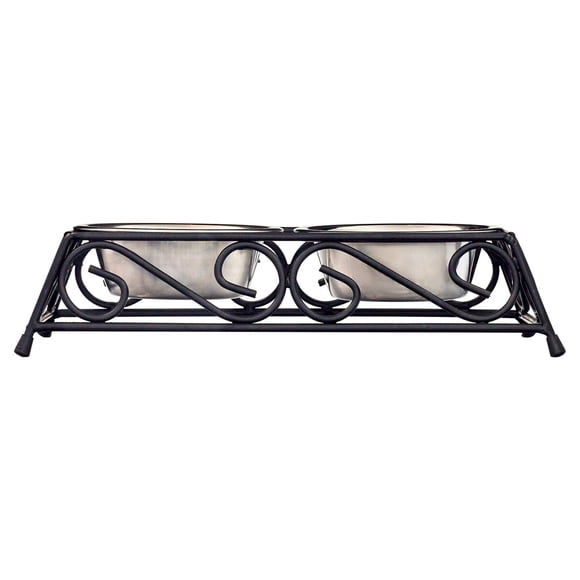 Comedero Doble Gofetch Acero Inoxidable 207ml Base Negra