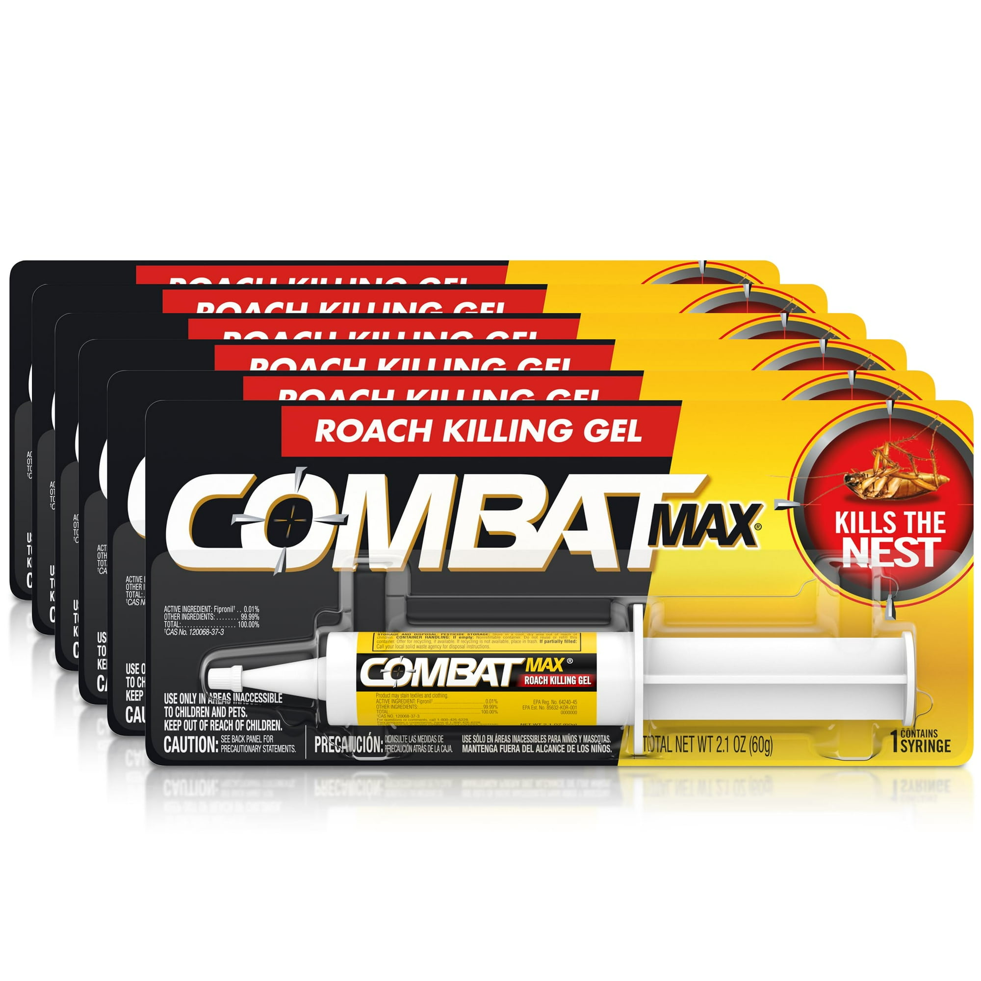 Gel Para Matar Cucarachas Combat Max Para Interiores Y Exteriores, 2.1 Oz (paquete De 6)