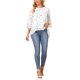 thumbnail image 2 of INSPIRE CHIC Blusa asimétrica de gasa con cuello redondo y estampado floral para mujer, mangas 3/4 acampanadas, casual de verano, talla S, color blanco, 2 of 6