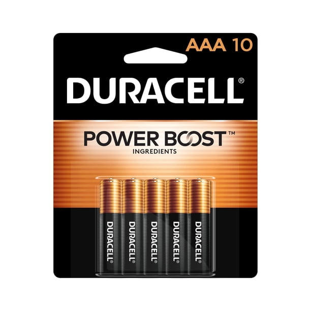 Pilas AAA Duracell Coppertop con ingredientes Power Boost, paquete de 10 unidades, pilas triple A con alimentación de larga duración, pilas alcalinas AAA para dispositivos domésticos y de oficina