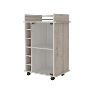 Fmfurniture - Bar Bajo 6 Botelleros 1 Puerta De Vidrio Fm-009C - Cafe Claro
