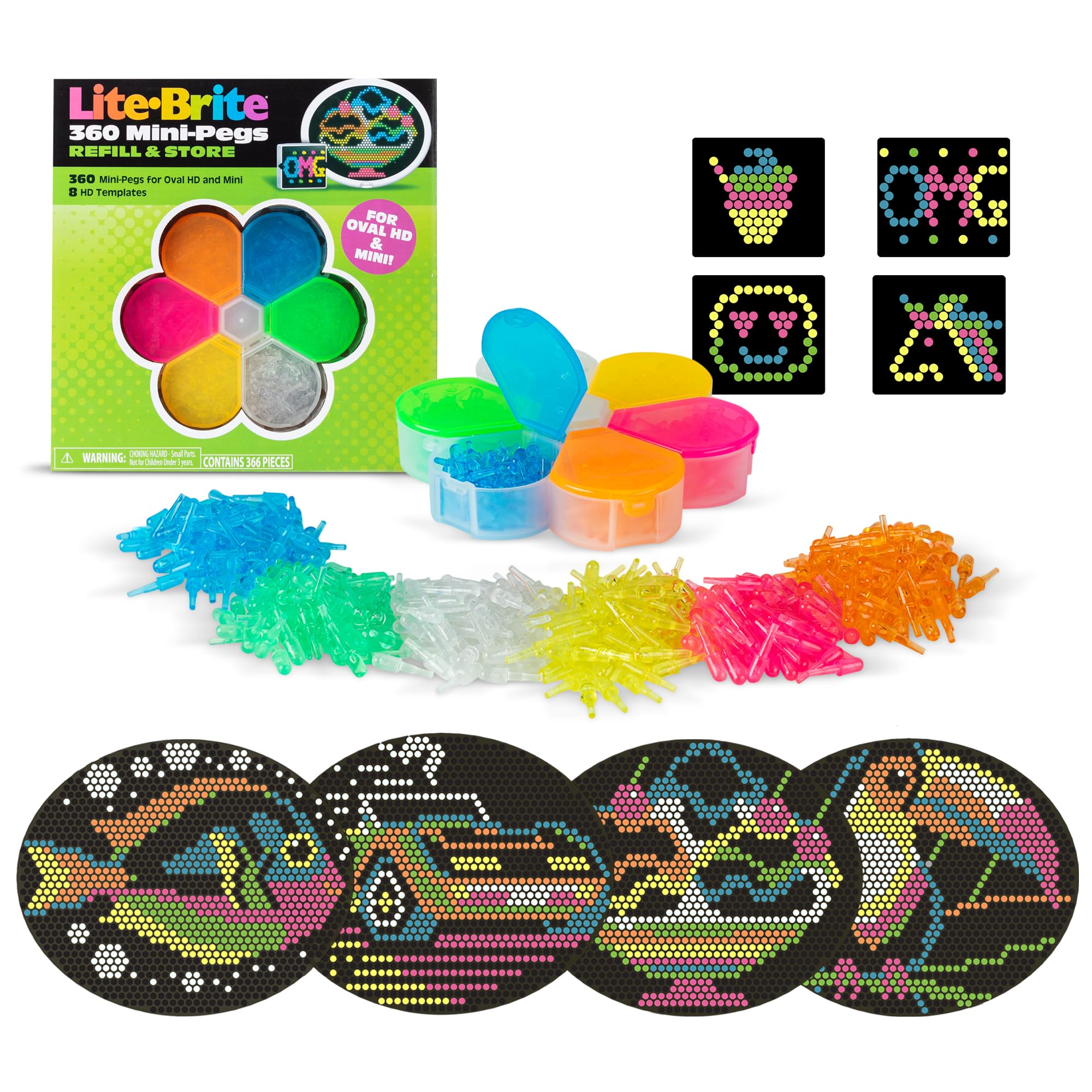 Set De Plantillas Hd Y Recambios Lite Brite Con Capacidad De Almacenamiento