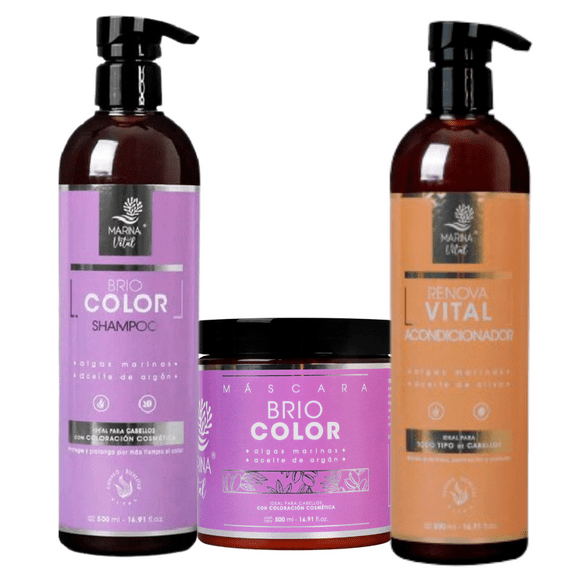 Shampoo, Mascara Briocolor y Acondicionador MARINA VITAL